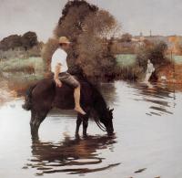Jules-Alexis Muenier - Muenier Jeune paysan faisant boire son cheval